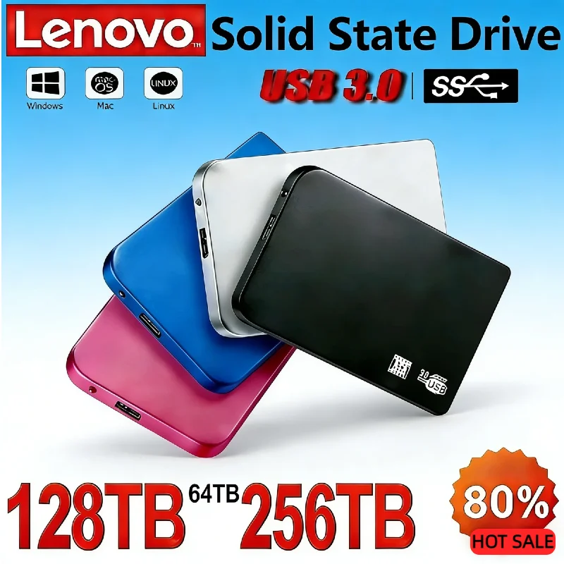 

Внешний SSD-накопитель Lenovo USB 3.0 обеспечивает быструю передачу данных и огромную емкость хранения данных: 2 ТБ/4 ТБ/8 ТБ/16 ТБ/30 ТБ/64 ТБ/128 ТБ/256 ТБ.