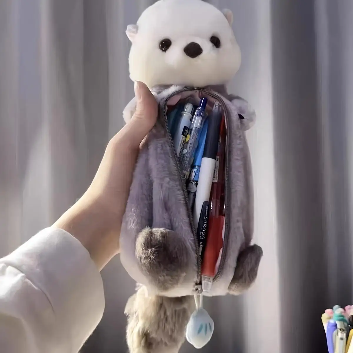New Durable And Creative Plush Pencil Case, Soft And Lovely Healing Decompression Cartoon Stationery Storage Bag Stationery Bag