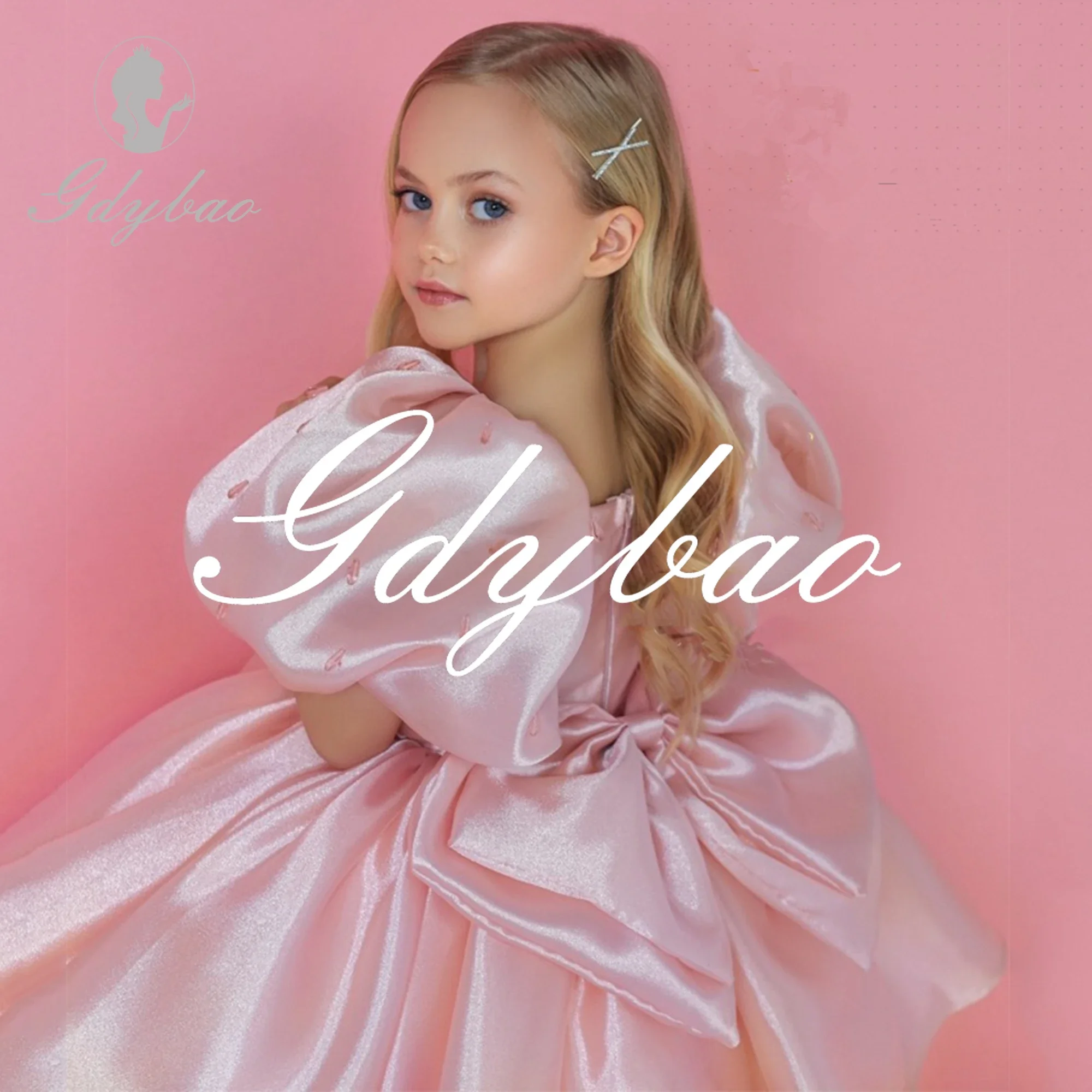 결혼식 파티를위한 꽃의 소녀 드레스 아플리케 비즈 꽃 공주 생일 미인 대회 로브 드 데모아젤 결혼식 행사