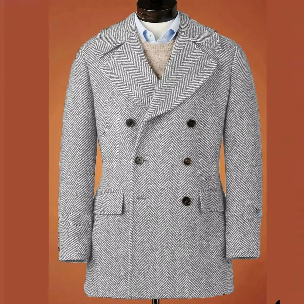 Casual blazer voor heren, visgraat, slim fit, enkele rij knopen, stijlvolle, comfortabele jas, herenjas, blazer met dubbele rij knopen, herenpak