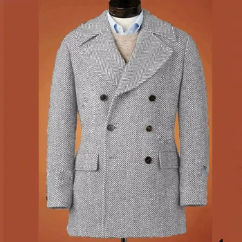 Men's Casual Blazer Herringbone Slim Fit Single Breasted Stylish Comfortable Jacket Men's Coat Double Breasted Blazer Men's Suit 4