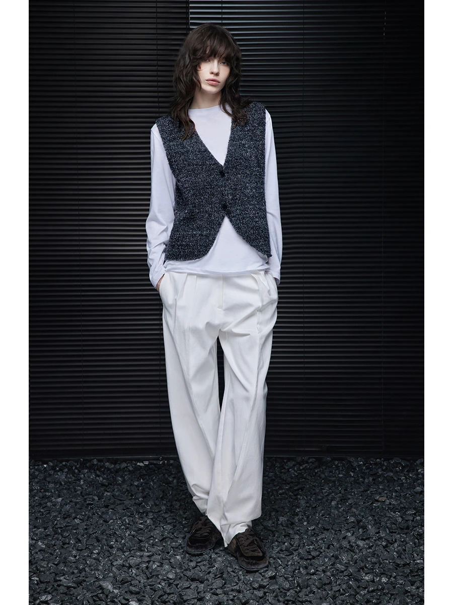 

ay V-Ne Sweater Vest Women's Faion Layering Vintage Feel Street Sle ort Length One Button Closure Pure Color