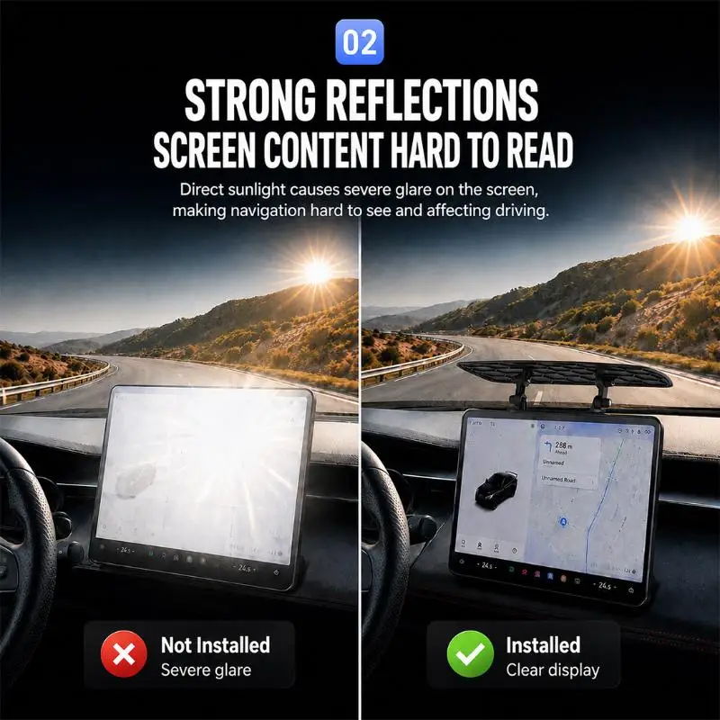 Sonnenblende für den Bildschirm der Mittelkonsole im Auto, blendfreier Schutz für das Display, verstellbarer Schutz für den Auto-Monitor. – Detail 3