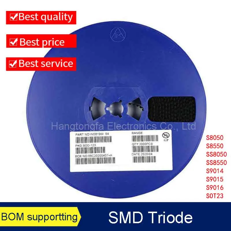 3000 יח'\חבילה s8050 s8550 ss8050 ss8550 s9014 s9015 s9016 sot23 סימון j3y 2y1 y2 m6 j6 md טרנזיסטור חדש סליל