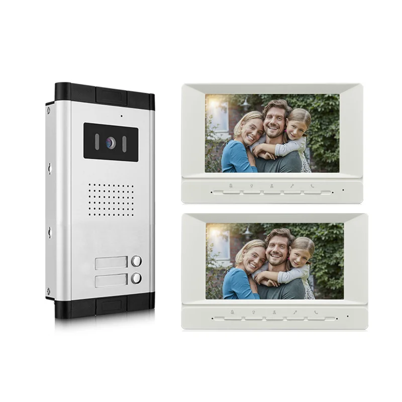 

7"Video Door Phone Doorbell Private House Monitor 2 Call Buttons Unlock Building Intercom System