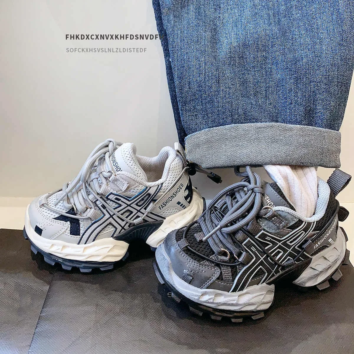 Zapatillas de deporte de suela gruesa para niños y niñas, zapatillas informales ligeras y transpirables de malla para senderismo, tenis, correr, primavera