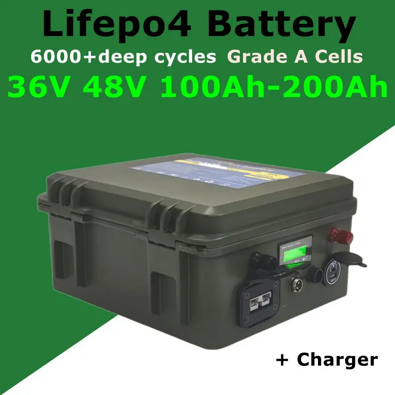 

BMS 12S 16S 36V 48V 100Ah 120Ah 150Ah 200Ah LiFepo4 Литиевая батарея для 3600W 5000W Trolling Motorhome Solar System RV
