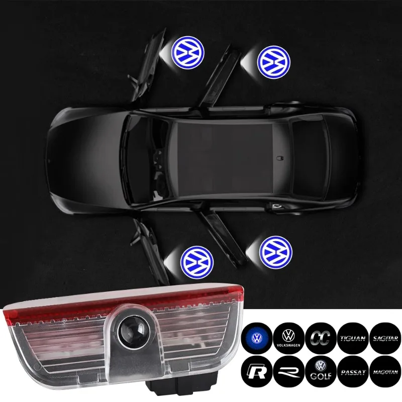 Hub Caps Car Door Welcome Projector LED Light Wireless Courtesy Lamp For Volkswagen VW VARIANT(B8) GOLF SAGITAR NEW PASSAT CC PH - view 2