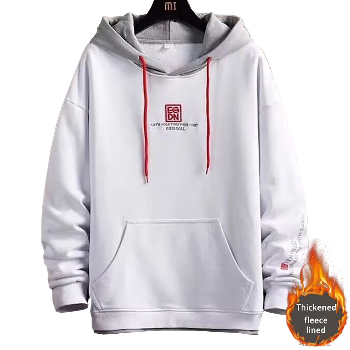 Men's hoodie with printed letter pattern, thick hooded sweatshirt, autumn and winter couple, student retro Y2K