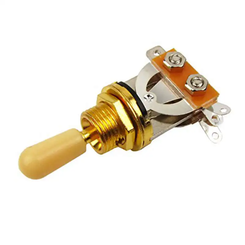 Metric 3 Way Short Straight Guitar Toggle Switch Pickup Selector For Gibson Epiphone Les Paul Electric Guitar,Gold & beige(Pack