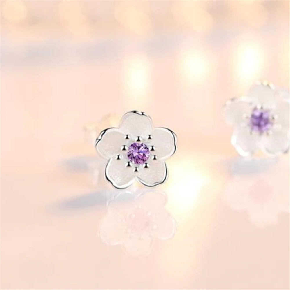 CHSHINE 925 sterling silver Fashion women fungus ornaments romantic cherry small clean Earrings pink purple luxury jewelry