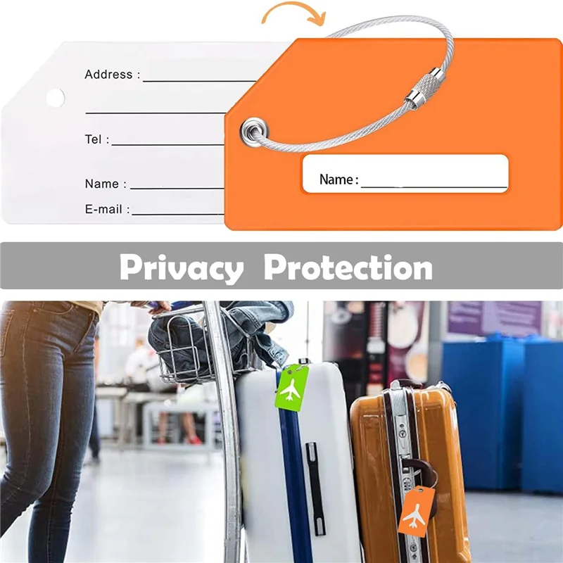 ABBY-6 حزمة الأمتعة حمل حقيبة سفر العلامات لحقائب السفر مع الحلقات ، حقيبة يد الأمتعة حامل العلامة مجموعة مع بطاقة الهوية الاسم #3