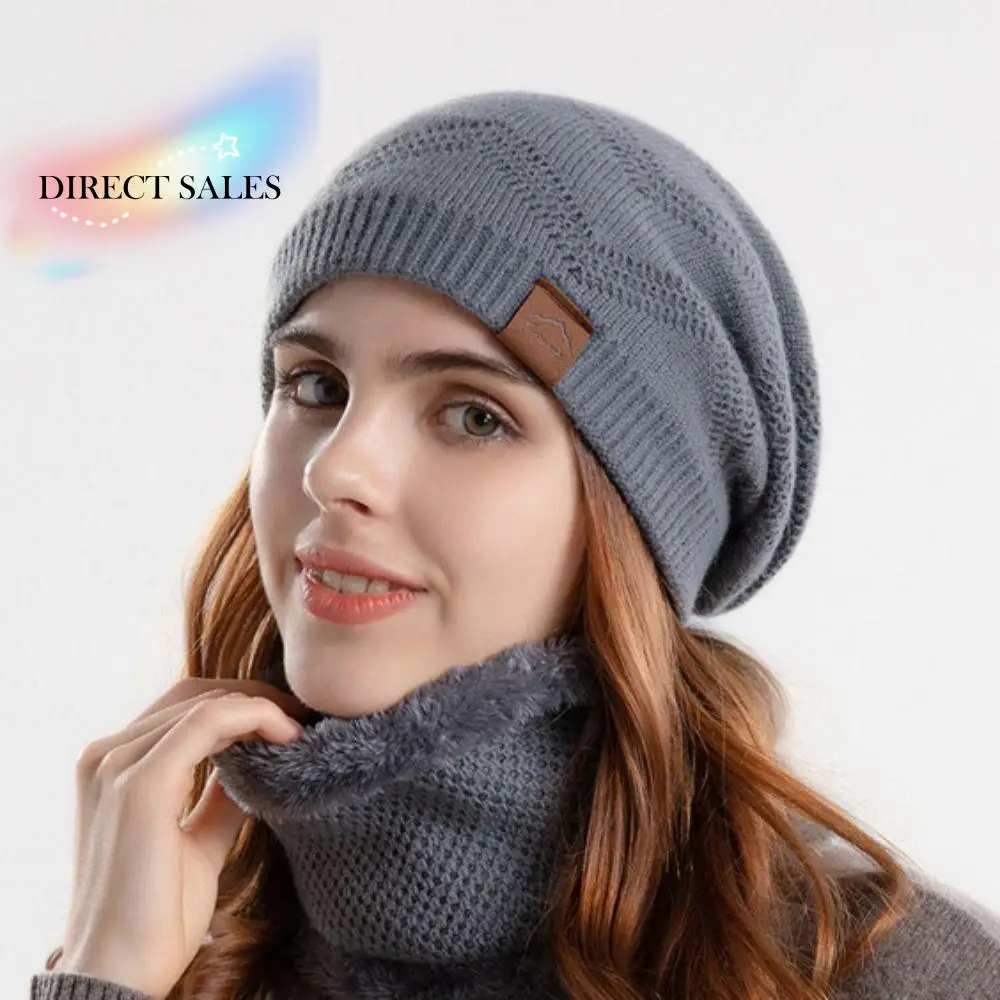 

soft Winter Beanie Hat Scarf Set Thicken Thermal Protection Thermal Knit Cap Fleece Lined Stylish Design Warm Wool Hat