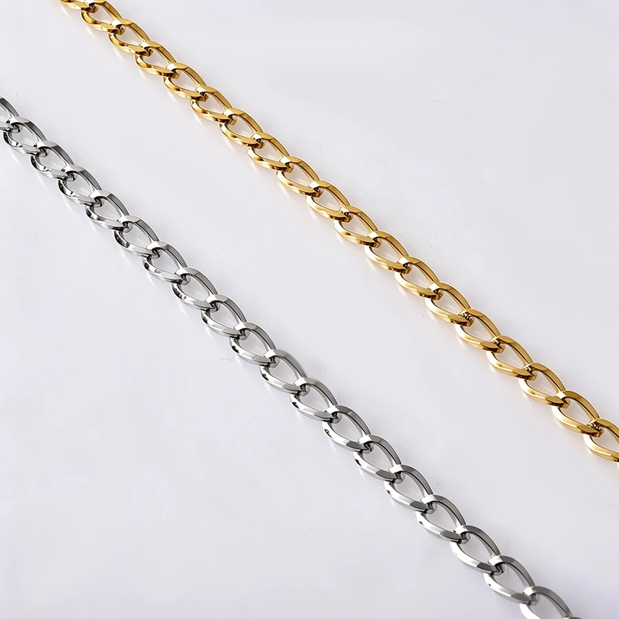 Anlaufbeständige Großhandels-Halsketten aus Edelstahl mit seitlich gedrehter Kette (1/5/10 Stück) für Damen und Herren – Modeschmuck und Geschenke – Detail 6