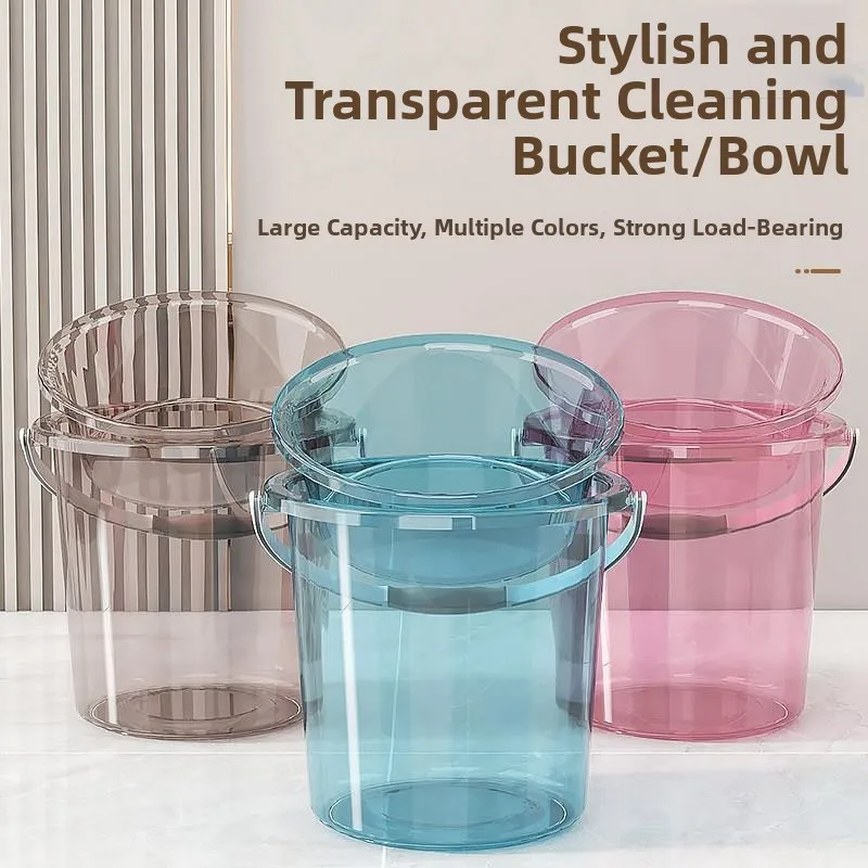 

Thickened Transparent Plastic Laundry Bucket Large Capacity Handheld Water Bucket for Home Use Student Dormitory Storage