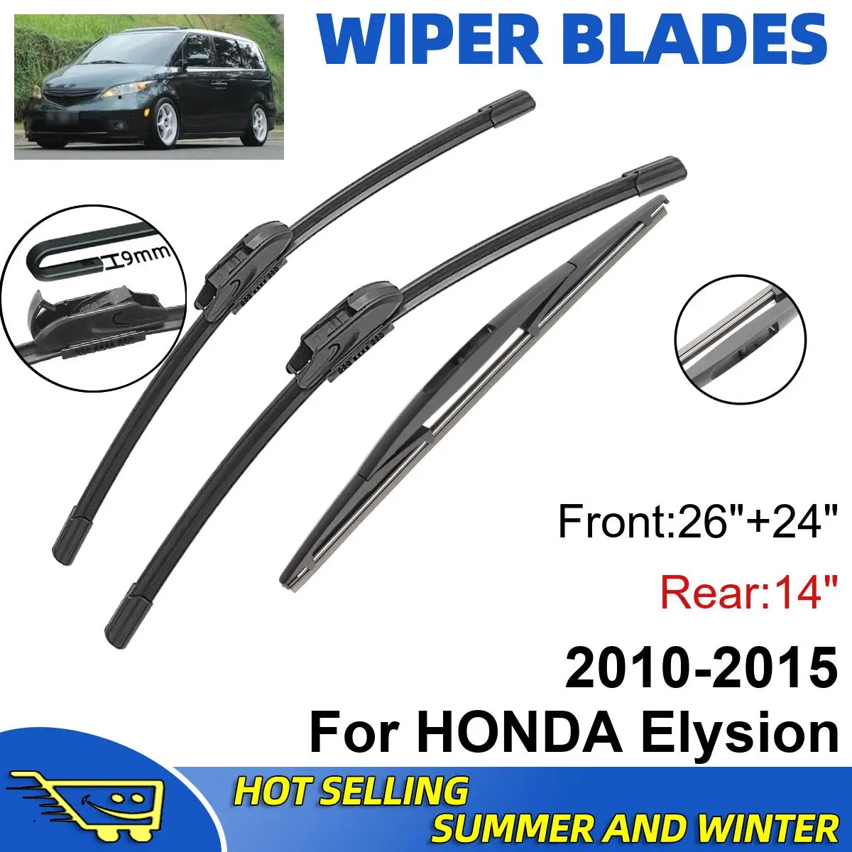 

3 шт. для HONDA Elysion 2010-2015 26 "+ 24 "+ 14" передние и задние щетки стеклоочистителя, лобовое стекло, аксессуары для резки окон