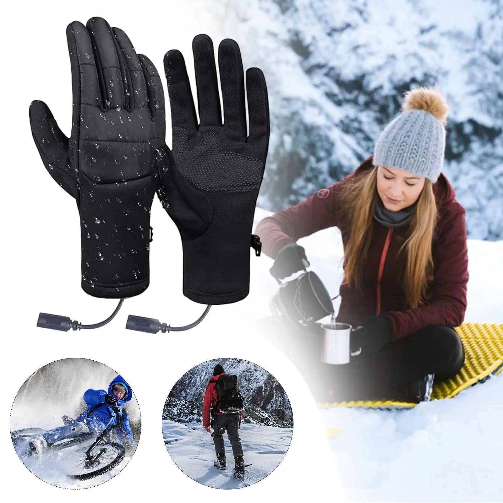 

Перчатки с подогревом, электрические варежки с сенсорным экраном, уличные перчатки с USB-подогревом, женские перчатки для катания на лыжах, работы, сноуборда, спорта