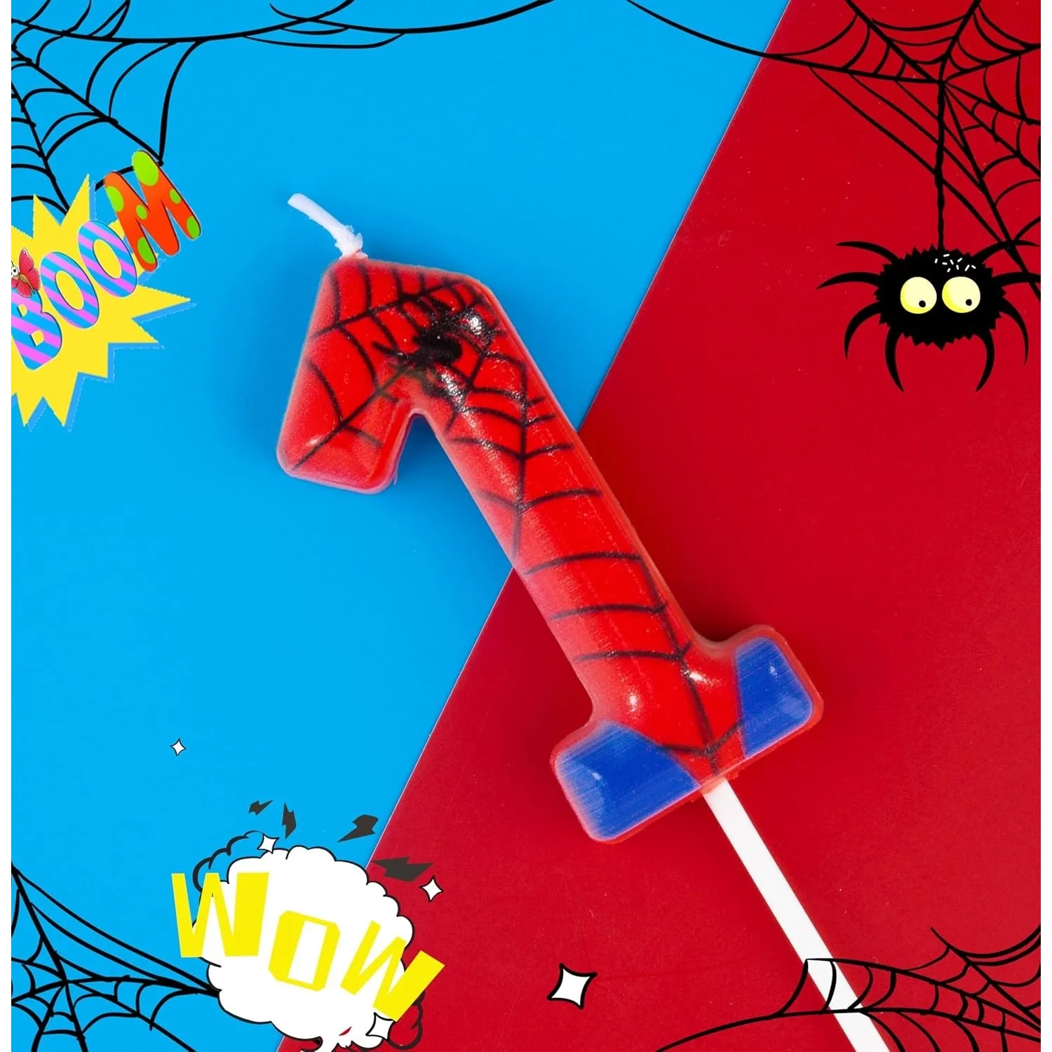 Spider Party 0-9 Birthday Candles, Video Game & Spider Theme Cake Decor, Party Supplies for Halloween Christmas