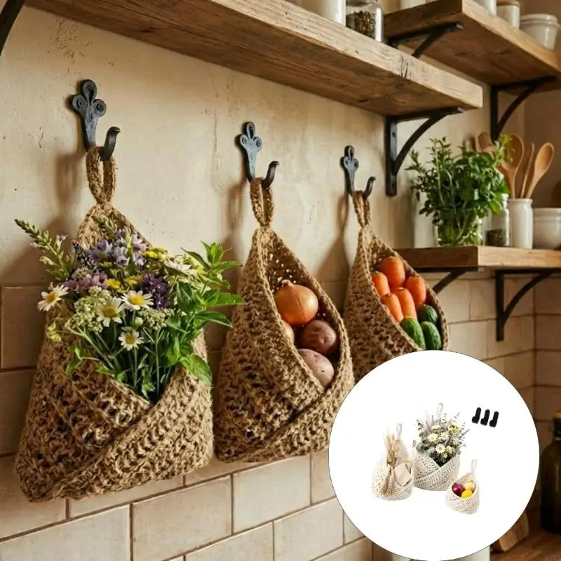 Kitchen Wall Basket Set of 3 for Produce and Small Item Storage A2BB