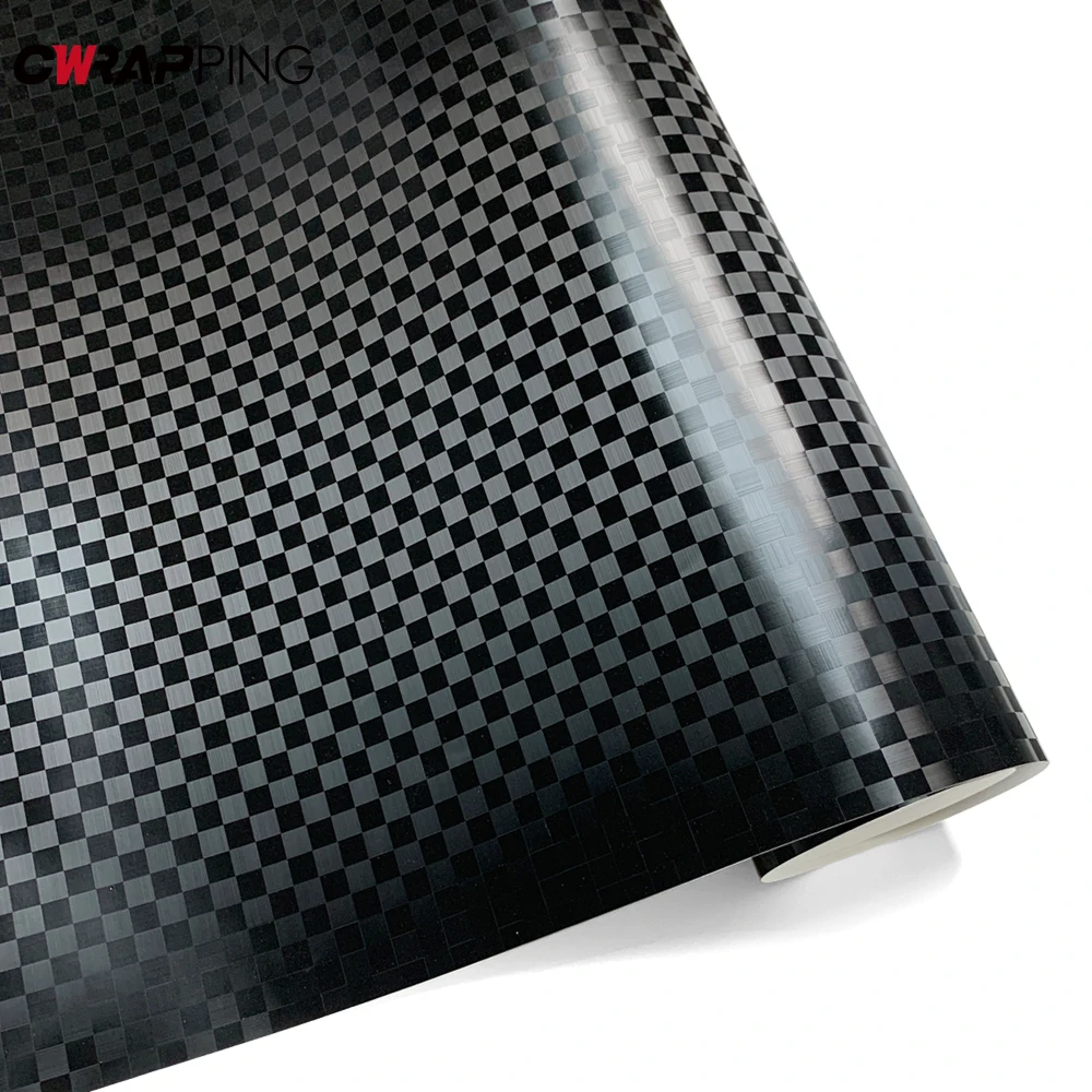 Matte Carbon Fiber Vinyl Wrap PET Blase-freies Film Wrapping Werkzeuge Wasserdicht Gebürstet Karierten Muster Auto Tuning Zubehör