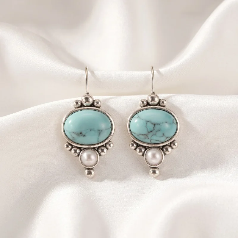 Turquoise stud earrings combine front and back for dual-use vintage earrings