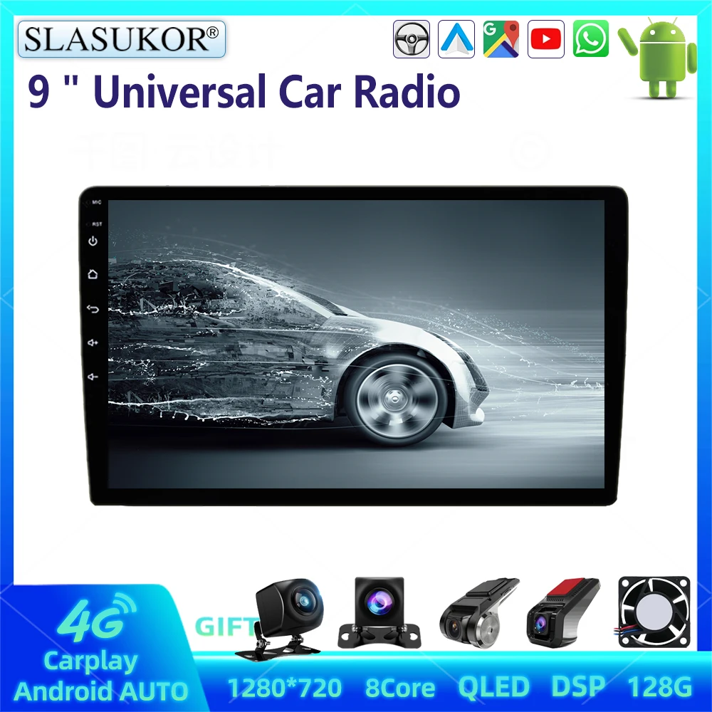 

9 Inch Universal Android Car Radio Multimedia Video Player Car Audio Stereo Player Navigation System Carplay GPS Bluetooth