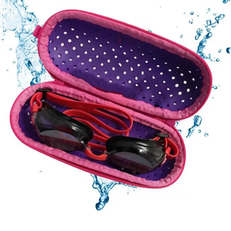 EVA Swimming Goggles Storage Box with Clip &amp Drain Holes Goggles Protective Case Breathable for Men Women Kids image 5