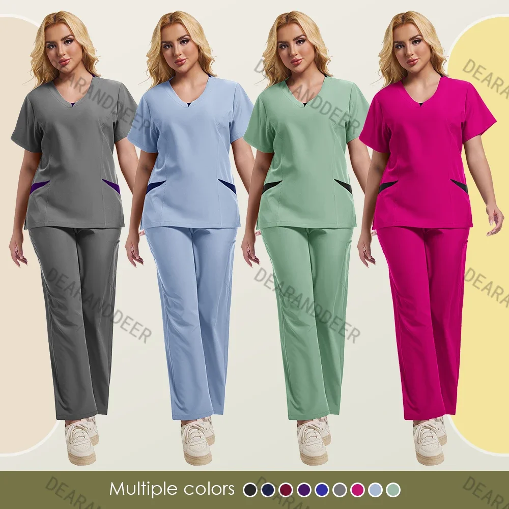 Hospital new multi-color surgical uniform short-sleeved shirt pants nursing women pet store doctor medical surgical work uniform