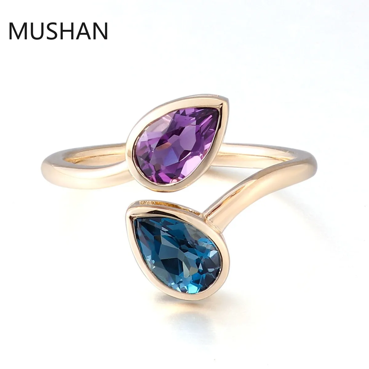 MUSHAN Luxury Custom 5x8mm Lab Grown Gemstones Ring Women Band GRC Certificated 10K 14K 18K Gold Rings Wedding Birthday Jewelry