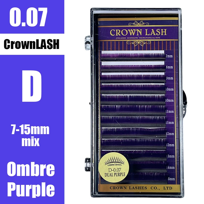 

2tones Ombre Purple Volum Lash C D-0.07 7-15mm Dual Color Gradient CrownLash Grafting Eyelashes Extensions