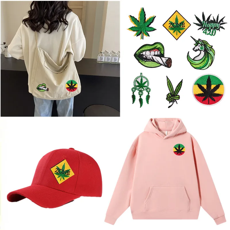 

Green Leaf Themed Embroidery Sew/Iron On Patches Stickers for DIY Clothing Hat Coats Jeans T-shirt Sweaters Shoes Bags Socks