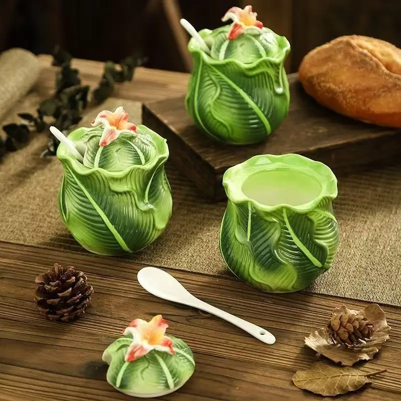 

Creative ceramic jars household kitchen seasoning jars ceramic jars