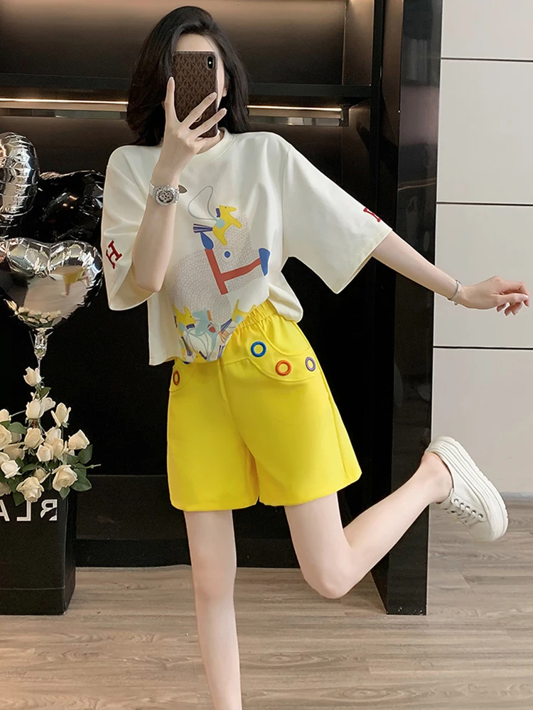 Dopne Chic Cute Spunky Women's ort Sve Outfit Two Piece Set Faionable Pret Summer Work Outfit Casual Date Wear