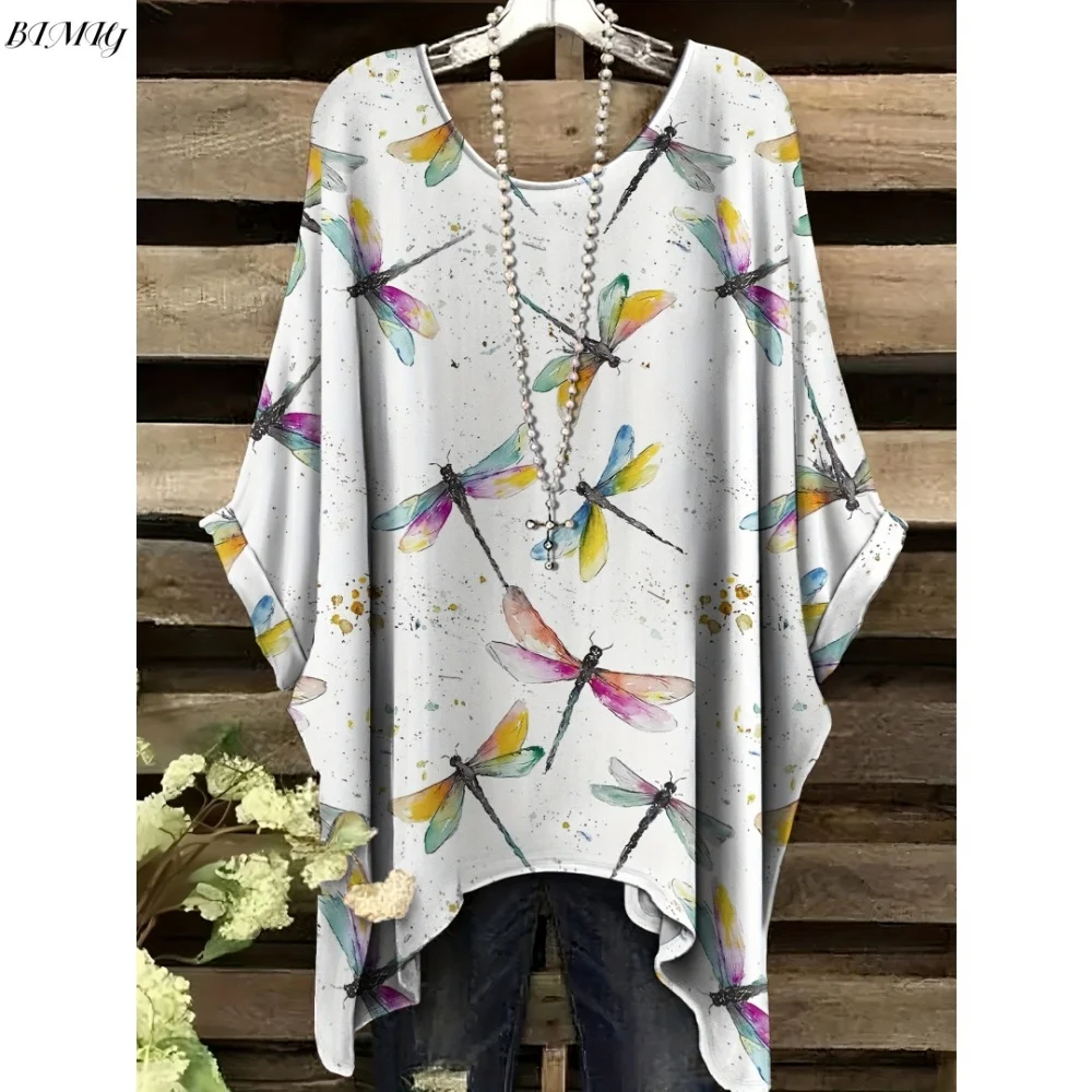 

Модные элегантные черно-белые винтажные футболки с градиентом для женщин, летние топы с круглым вырезом и короткими рукавами с неровным подолом, женская одежда