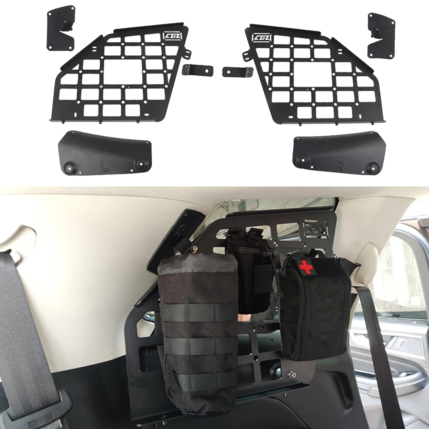 For Ford Edge 2015-2021 Storage Shelf Side Window Bracket Modification Rear Trunk Debris Rack Molle Panel Kit