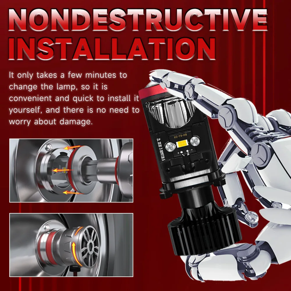 طقم تحويل مصباح أمامي H4 بعدسة ثنائية ليد صغيرة ، شعاع مرتفع ومنخفض ، مروحة توربو ، بليو دبليو ، 22000 لومن ، K ، أبيض LHD ، RHD ، تلقائي ، Y8 #2
