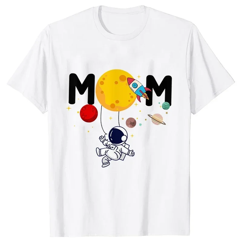 Astronaut Birthday T-shirts Family Astronaut Clothing Rocket Tshirts Short Sleeve Birthday Space Womens  T-shirts Clothing