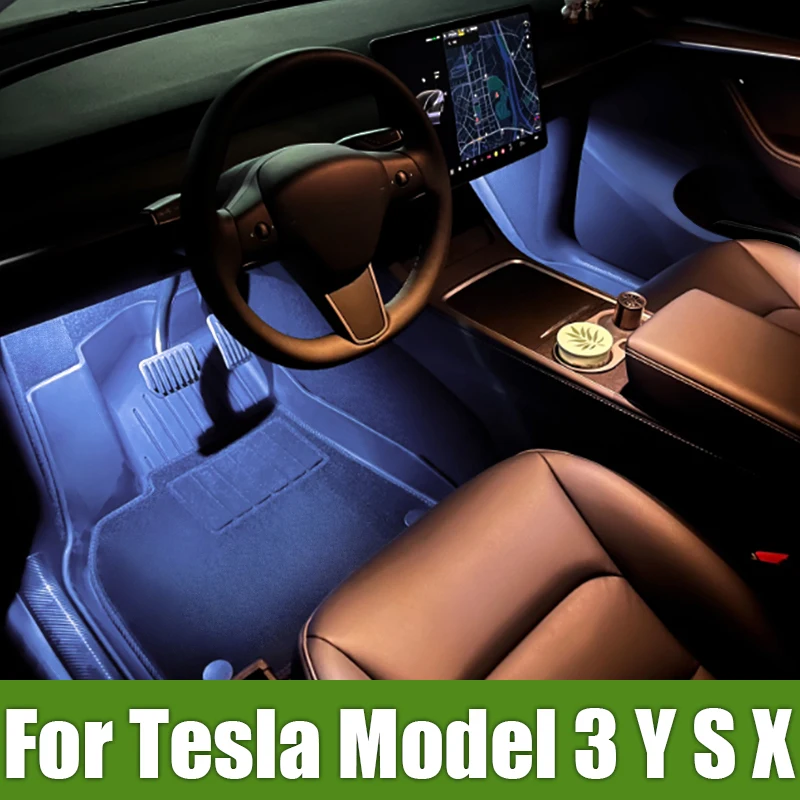 

For Tesla Model 3 Y S X LED Multiple Colors Car Footwell Ambient Lamp Interior Decorative Atmosphere Light Auto Trim Accessories