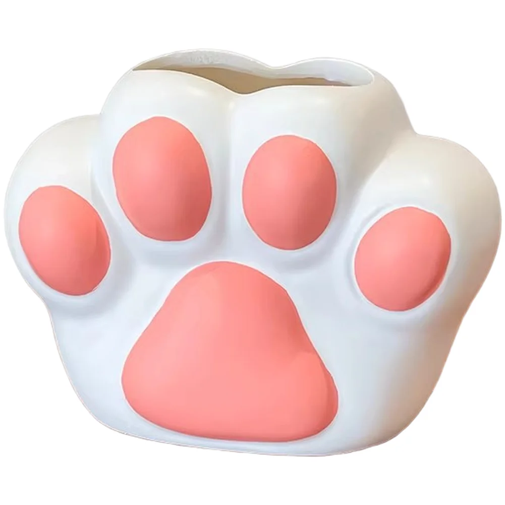 Tabletop Flowerpot Cat Paw Vase Celebration Present Pink,Silver Flower Pot Organic Resin Material Wear Resistant