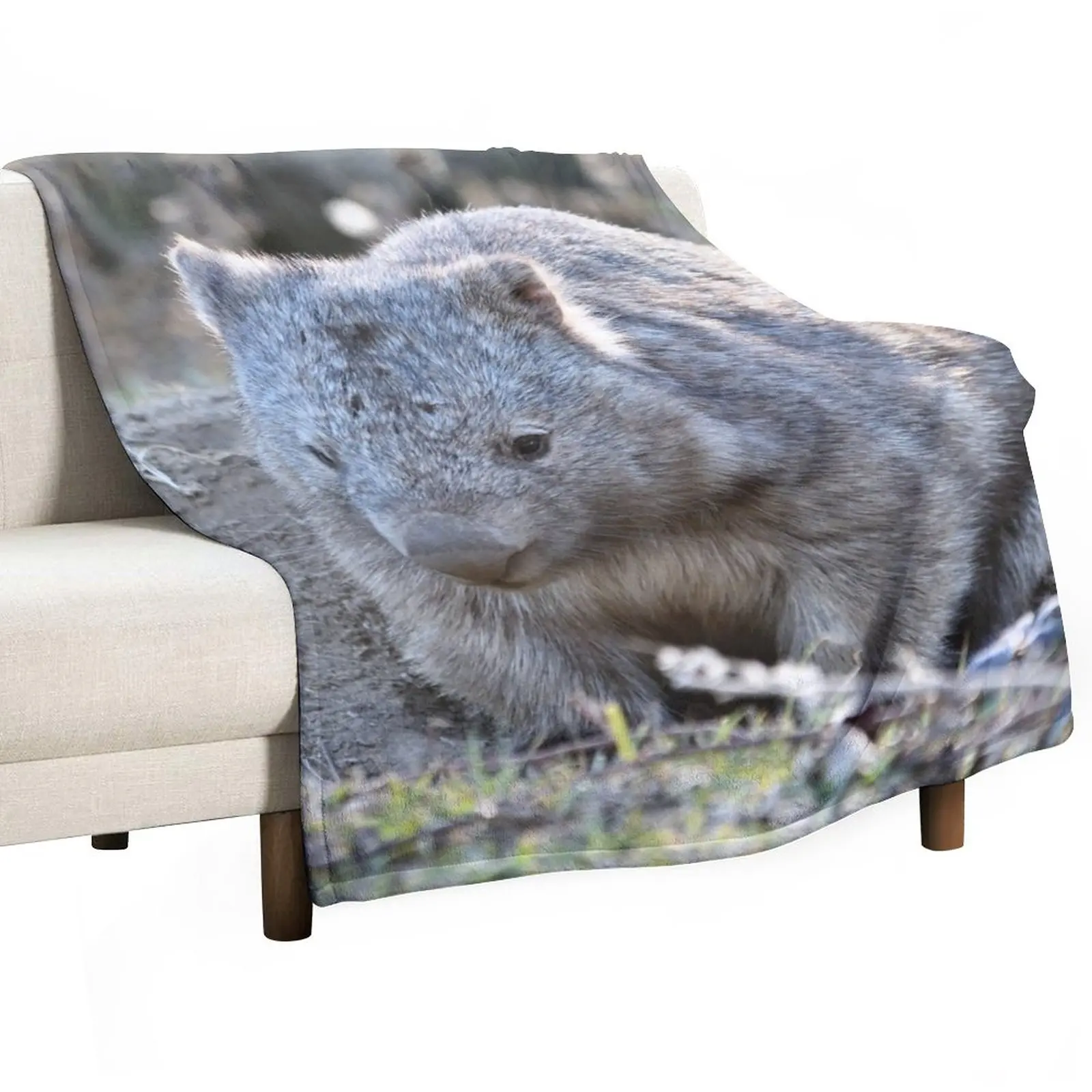 

Wombat in the sun Throw Blanket Personalized Gift Picnic Blanket Sofa Blanket