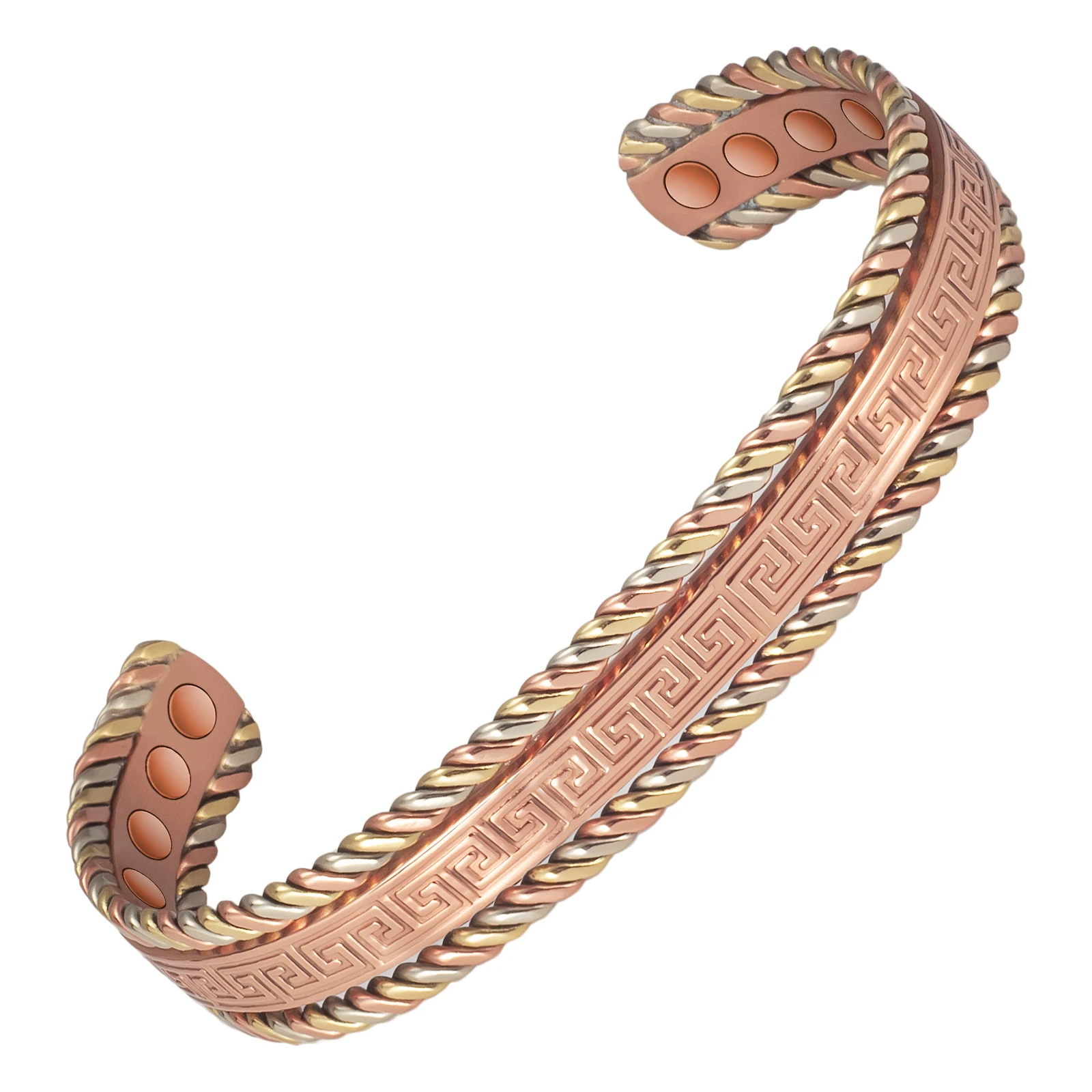 Wollet Copper Bracelet for Women and Men, Magnetic Bangle with 8pcs Magnets,6.29