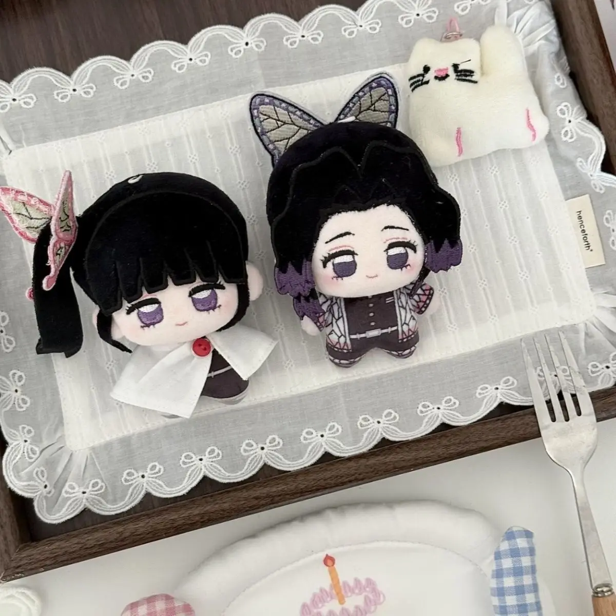 10 سنتيمتر أنيمي شيطان Kochou Shinobu Tsuyuri Kanawo الشكل الكرتون أفخم القاتل لطيف 10 سنتيمتر محشوة تمثال الديكور هدايا عيد الميلاد #2