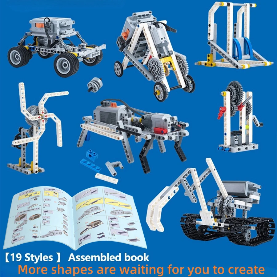 Zestaw edukacyjny do programowania robotyki STEM Elektryczne klocki konstrukcyjne Model do programowania DIY Techniczny MOC Klocki do montażu Prezent dla dzieci