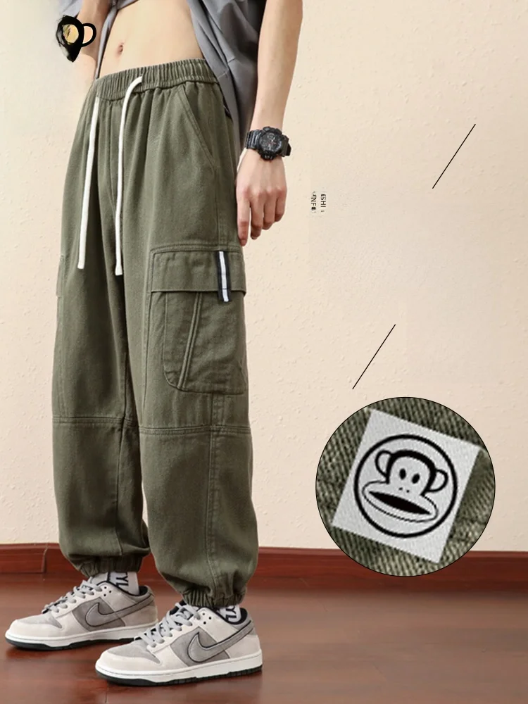 

Мужские повседневные рабочие брюки Paul Frank, прямые, в стиле милитари, американского кроя, осенние, новые, свободного кроя, молодежные, весенние, из хлопка и полиэстера