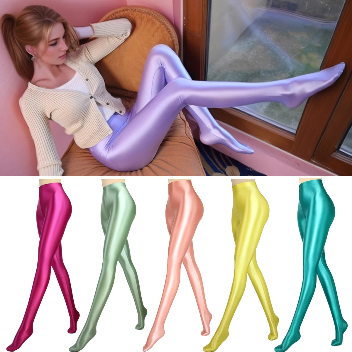 Leggings Esportivas de Alta Cintura MJINM, Finas, Elásticas, Opaque, Secagem Rápida, Calças Justas para Yoga e Fitness