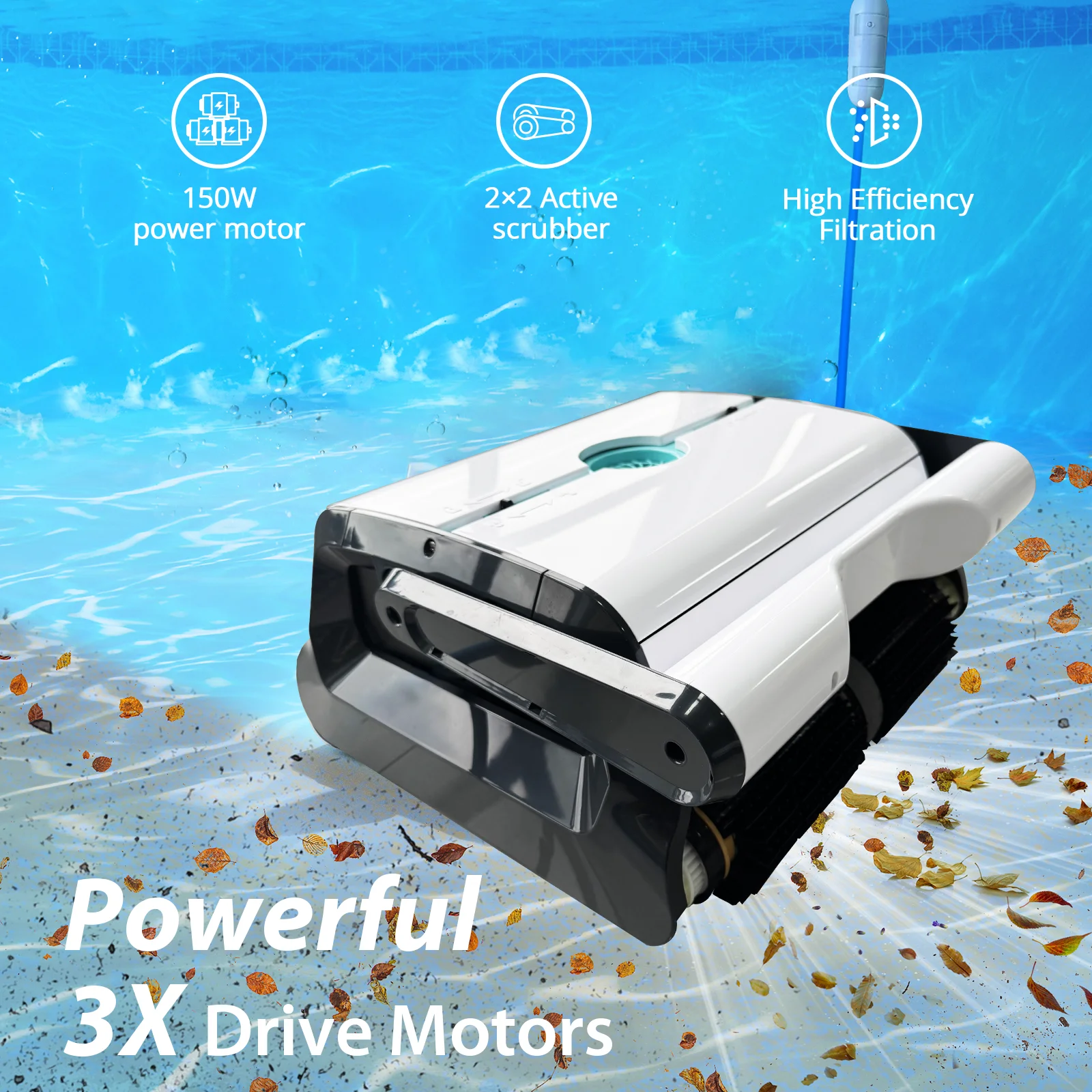 

Robot Vacuum Cleaner for Pool Commercial Cleaning Robots HJ2052 with 18m Cable 118W
