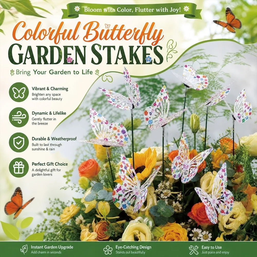 Colorful Butterfly Stakes Plant Plug Lifelike Simulation Butterfly Ornaments Dreamlike Multi-purpose