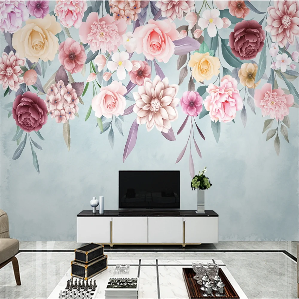Custom papel de parede 3D Colorful flower Wallpaper Oil Painting garden 3D Murals rose Wall Paper Bedroom Mural wall stickers