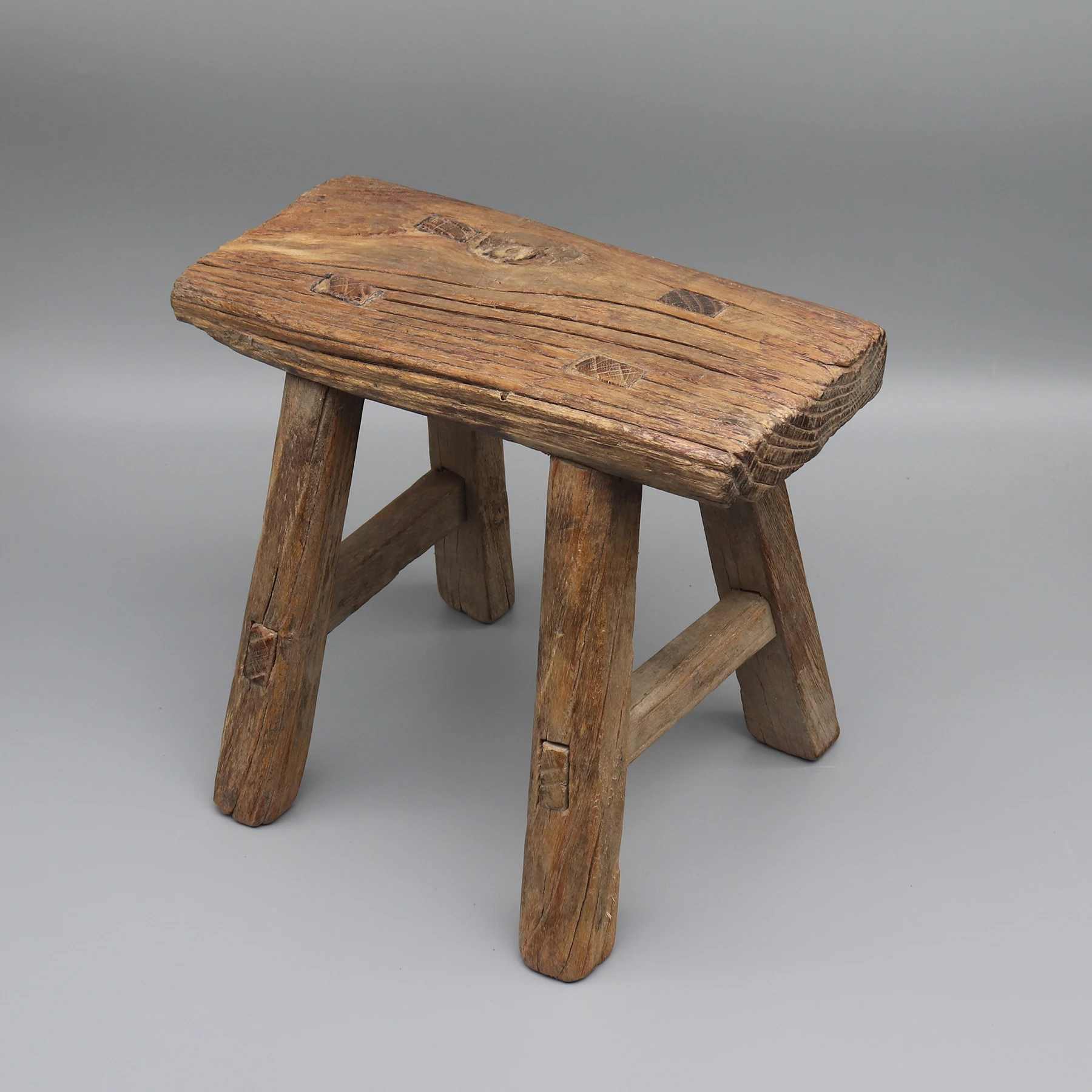 Small Wooden Stool, Tenon and Mortise Jointed, Small Bathroom Bench