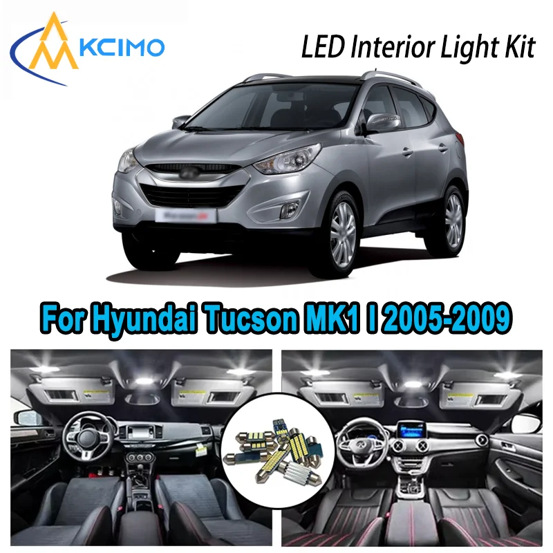

For Hyundai Tucson MK1 I 2005-2009 2006 2007 Premium Bright LED Interior Dome Map Trunk Light Kit Car Led Lamps Canbus No Error